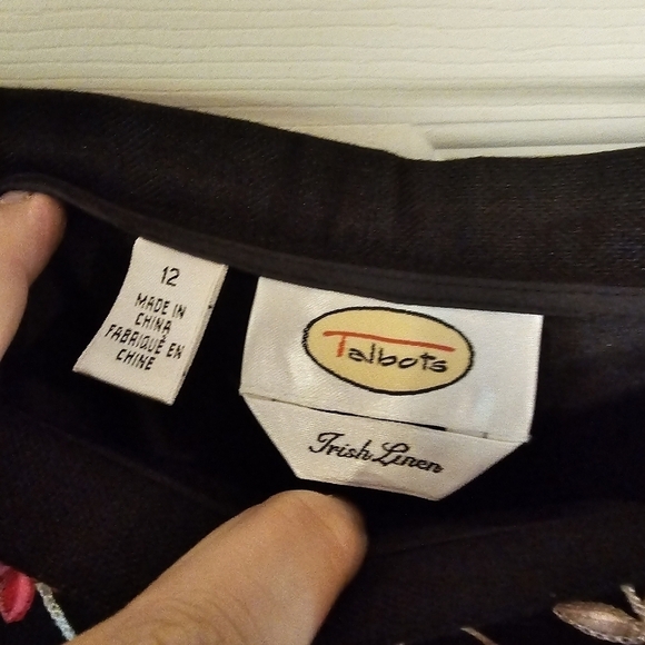 Nwot Vintage High Wasted Embroidered Floral Linen Talbots Paints Cottagecore - Picture 4 of 6